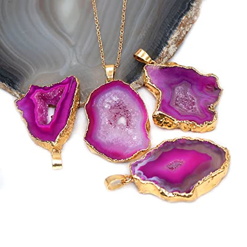 Collana con fetta di cristallo grezzo irregolare Olivenorma