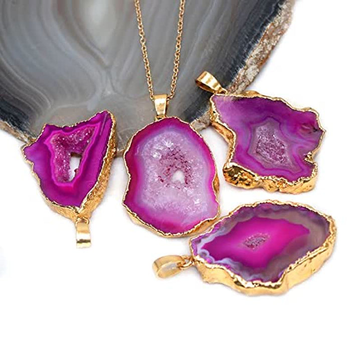 Collana con fetta di cristallo grezzo irregolare Olivenorma