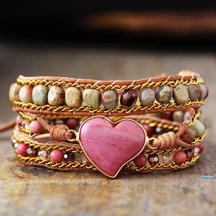 Bracciale avvolgente in rodonite Pure Love