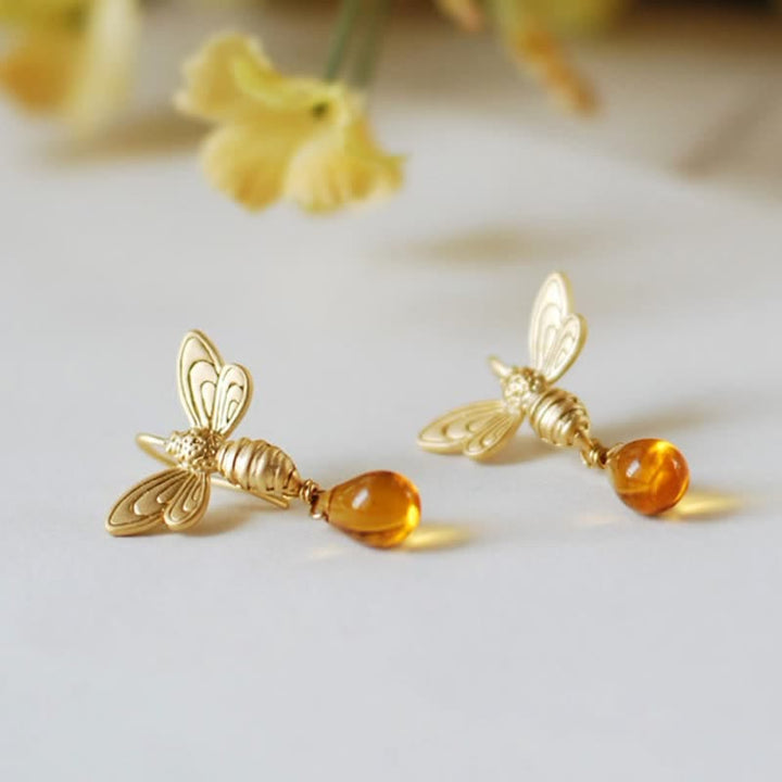 Olivenorma Bee Topaz Honey Drop Ambra Orecchini e collana