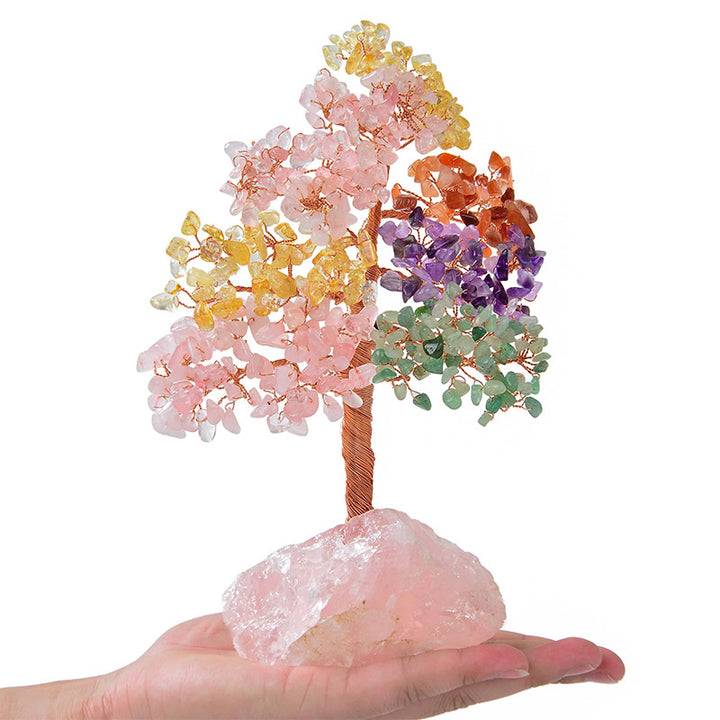 Albero Bonsai Feng Shui Olivenorma su base in quarzo rosa 
