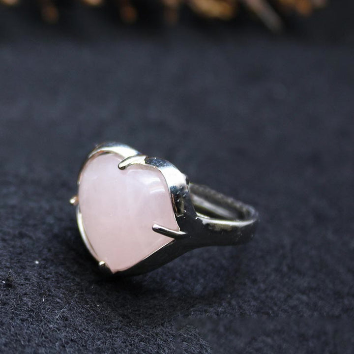 Anello a forma di cuore in cristallo di pietra naturale Olivenorma
