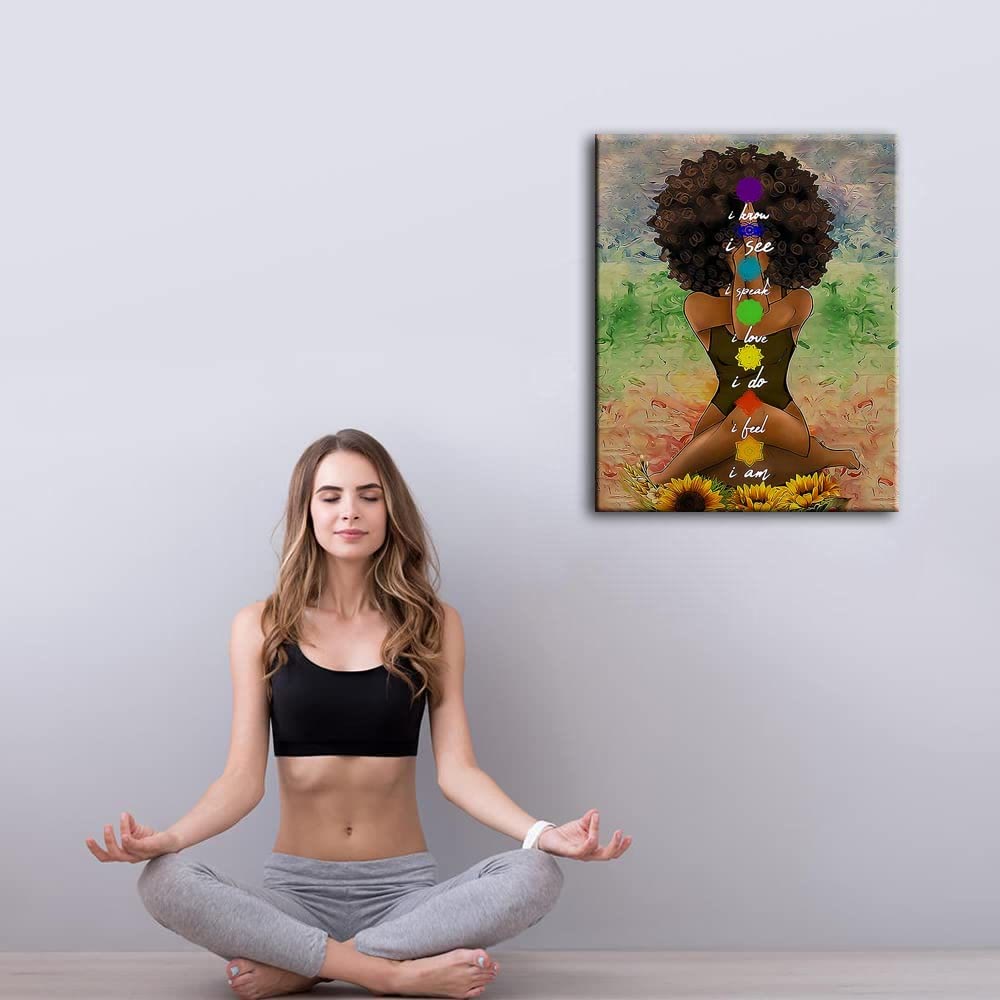 Olivenorma 7 Chakra Donne Yoga Ragazza Meditazione Zen Poster