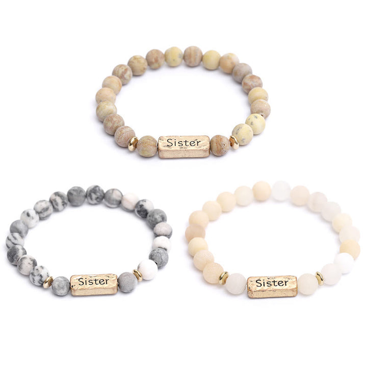 Bracciale con incisione della sorella in pietra preziosa naturale Olivenorma 