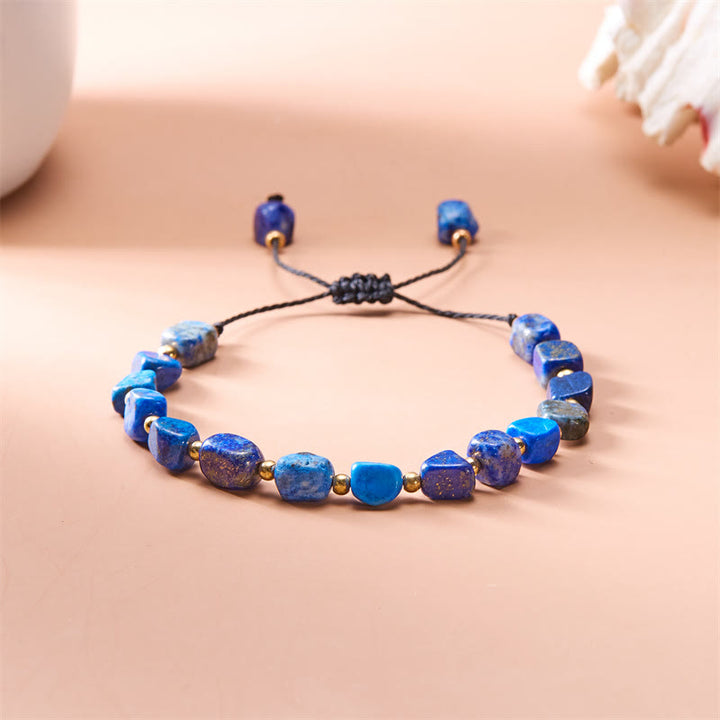 Bracciale intrecciato a mano con perline di pietra naturale irregolare Olivenorma