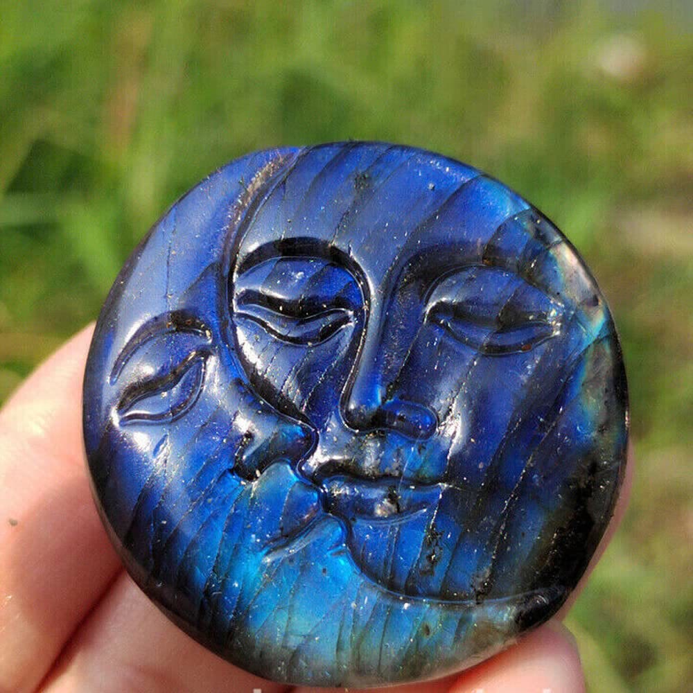 Ornamenti con faccia di luna in labradorite naturale Olivenorma , decorazione con pietre preziose 