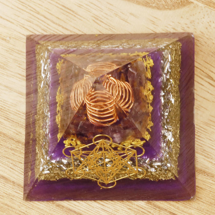Olivenorma Cubo di Metatron Piramide di Orgone Ametista 