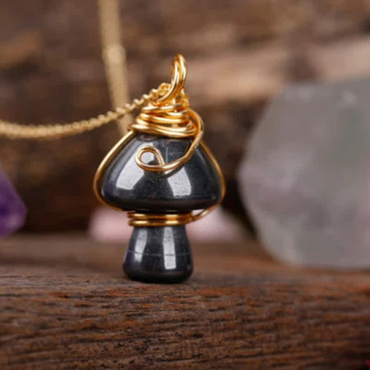 Collana con fungo portafortuna in cristallo naturale Olivenorma 