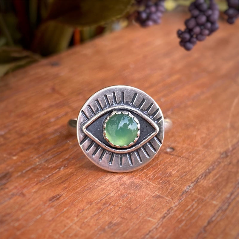 Anello di protezione dal malocchio in crisoprasio