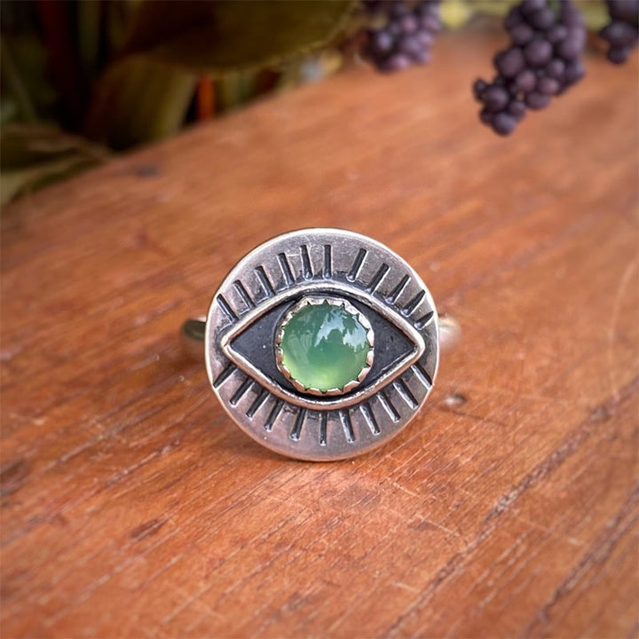 Anello di protezione dal malocchio in crisoprasio