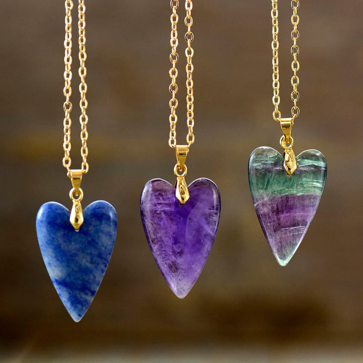 Collana con ciondolo a forma di cuore in cristallo curativo Olivenorma