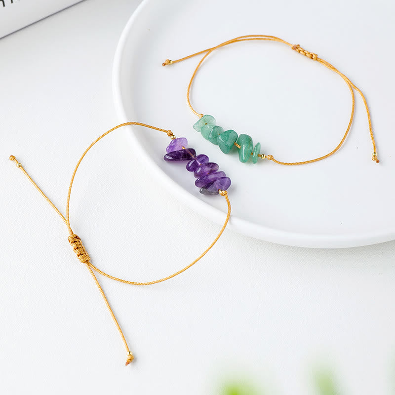 Bracciale intrecciato con pietre preziose irregolari "Nature's Healing Wishes" Olivenorma