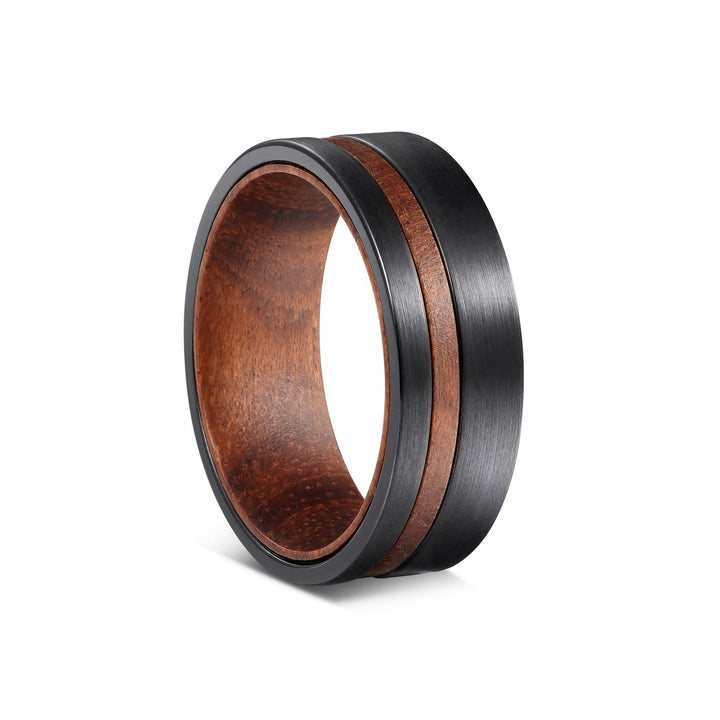 Olivenorma 8mm Whiskey Barrel Anello in legno di carburo di tungsteno