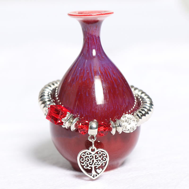Olivenorma Albero della vita Cuore Ciondolo Braccialetto di perline Set 