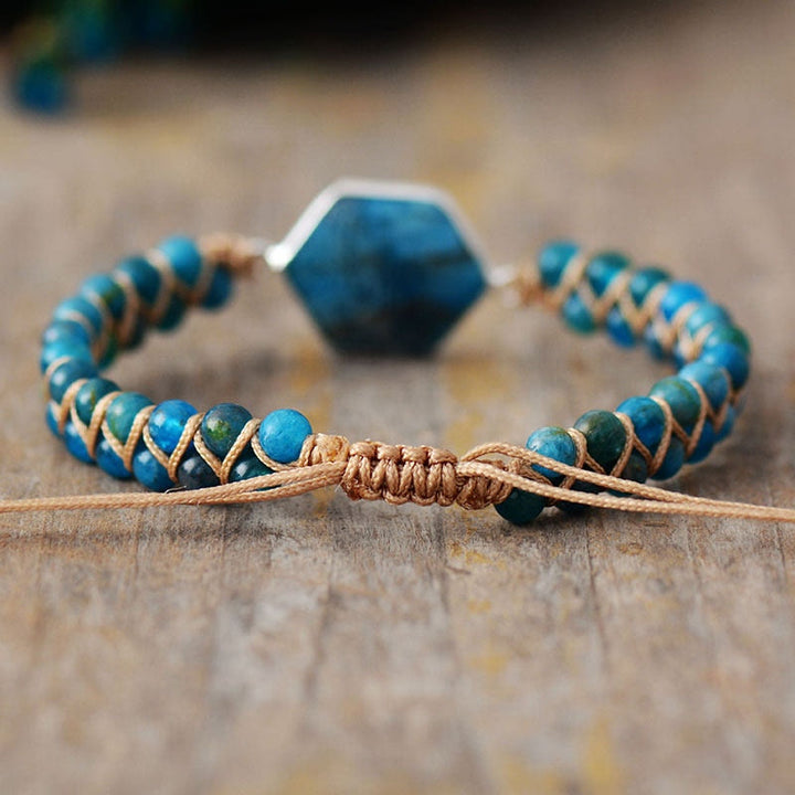 Bracciale avvolgente Olivenorma Hexagon Acquamarina Rodocrosite