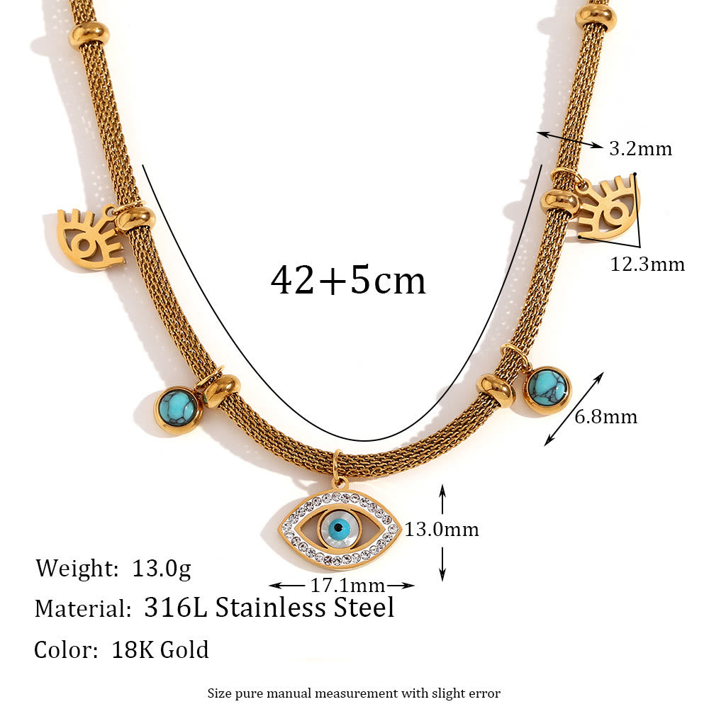 Collana Olivenorma con catena spessa e zircone bianco turchese malocchio 