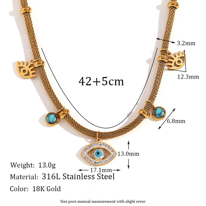Collana Olivenorma con catena spessa e zircone bianco turchese malocchio 