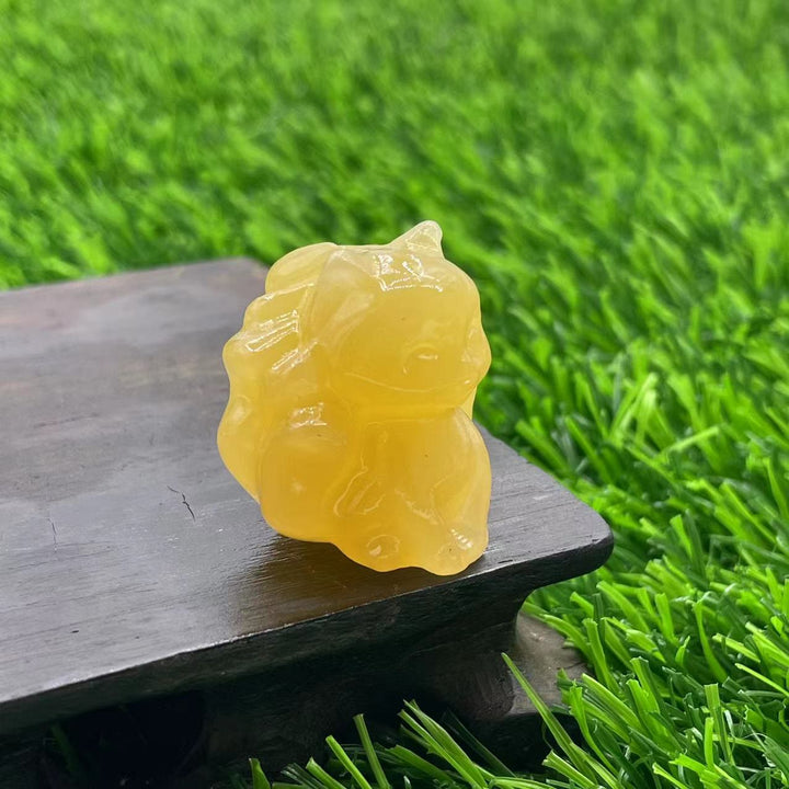 Olivenorma Pietra Naturale 3cm Decorazione in Pietra Preziosa a Forma di Volpe a Nove Code 