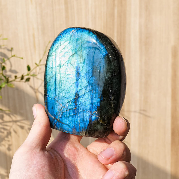 Decorazione in pietra preziosa grezza naturale di labradorite Olivenorma