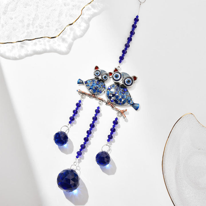 Decorazione da parete con gufo con zircone blu Olivenorma Malocchio 