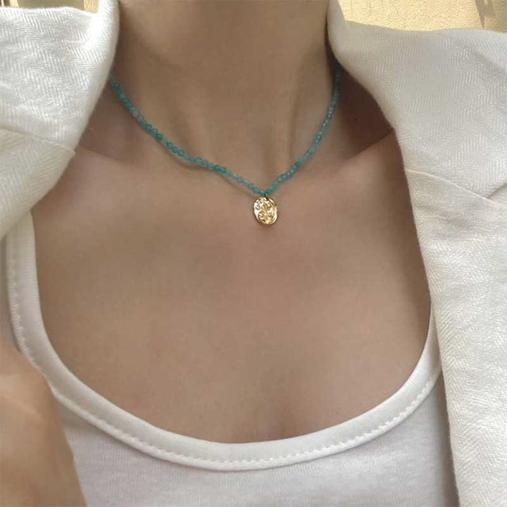 Collana con ciondolo in metallo con cristallo naturale Olivenorma