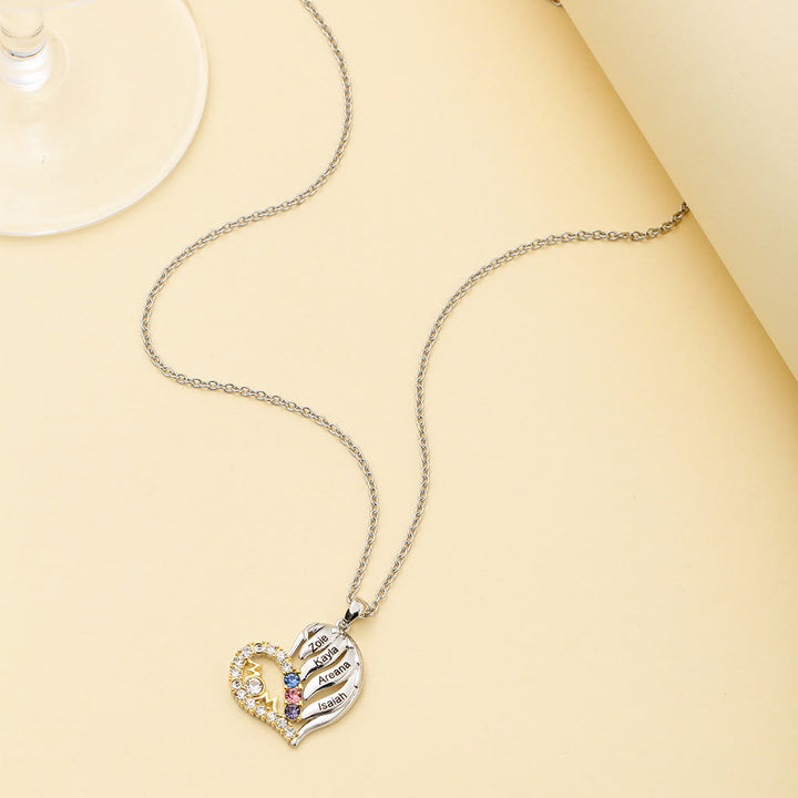 Olivenorma Collana con cuore e mezzo diamante per la mamma
