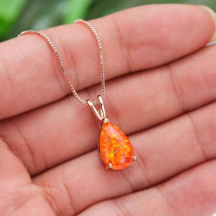 Collana semplice con ciondolo a goccia in sintetico opale Olivenorma 