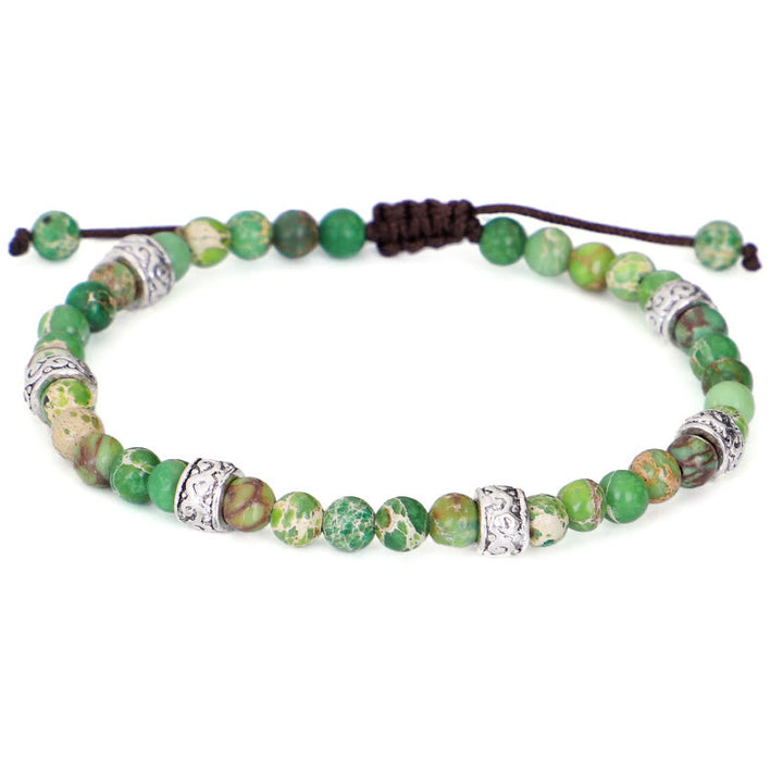Bracciale intrecciato con perline in pietra imperiale multicolore naturale Olivenorma 