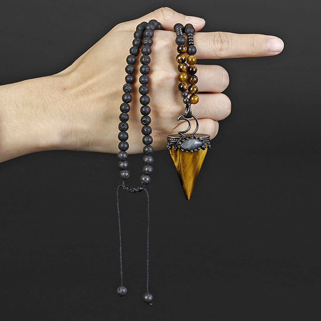 Collana con ciondolo a forma di triangolo in cristallo naturale Olivenorma