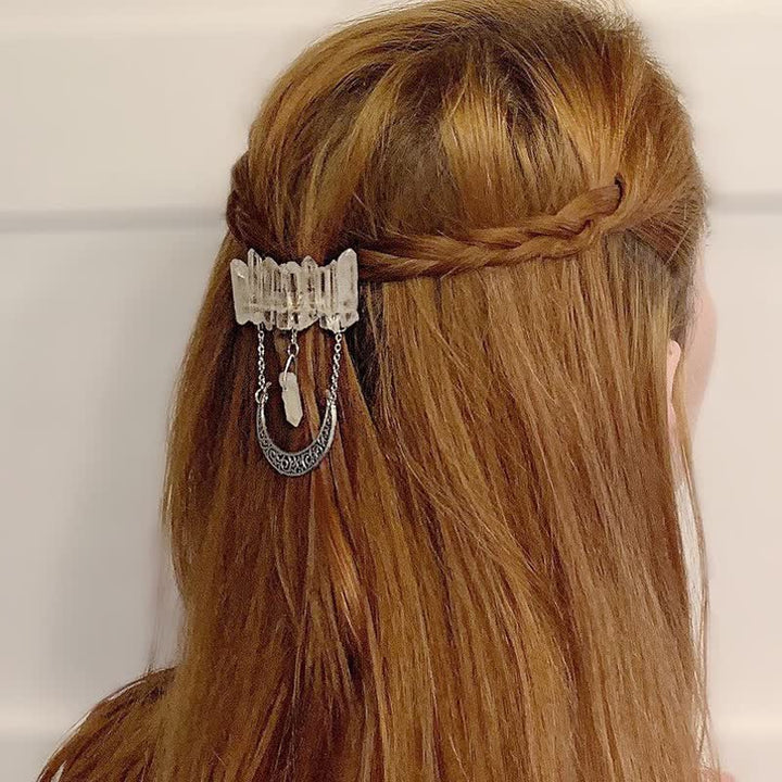 Olivenorma - Forcina per capelli a forma di mezzaluna in cristallo trasparente