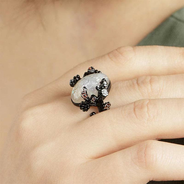 Olivenorma "Midnight Blossom": -Anello Magic Tree Opal