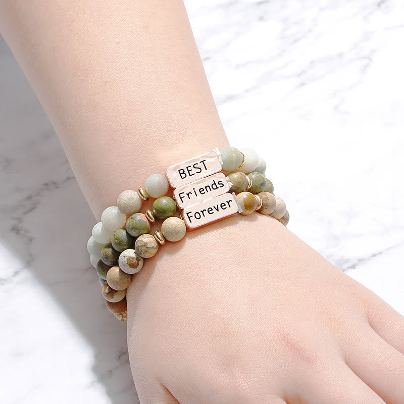 Olivenorma Natural Gemstone Best Friend Forever Set di 3 bracciali con incisione