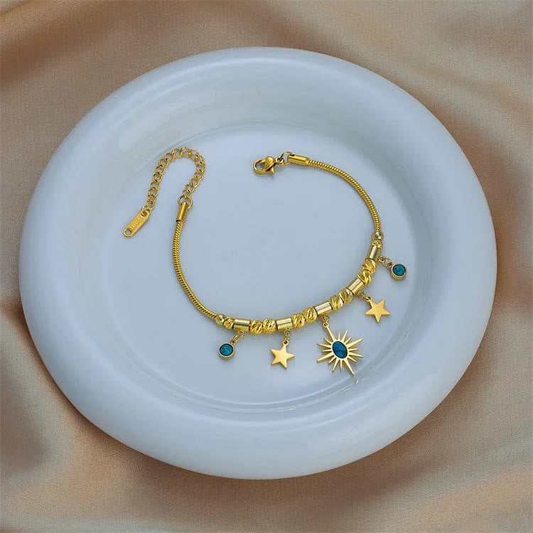 Olivenorma Collana con Braccialetto Fantasy Malocchio Turchese Dorato 