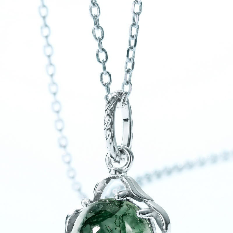 Collana con castone irregolare in agata muschiata Olivenorma S925