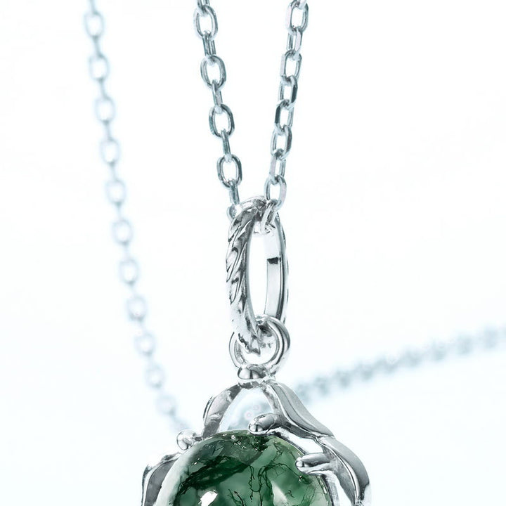 Collana con castone irregolare in agata muschiata Olivenorma S925