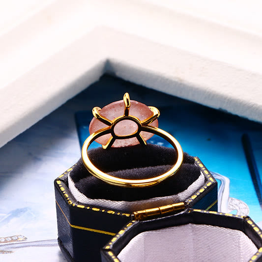 Anello a cinque punte in quarzo fragola naturale Olivenorma