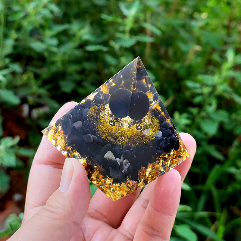 Piramide di orgone in ossidiana Olivenorma 