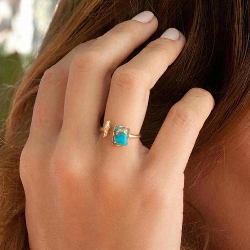 Anello regolabile Olivenorma Beohemian Turchese