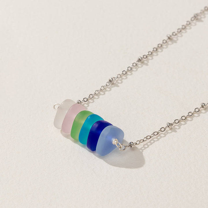 Collana con design geometrico in vetro di mare colorato Olivenorma 