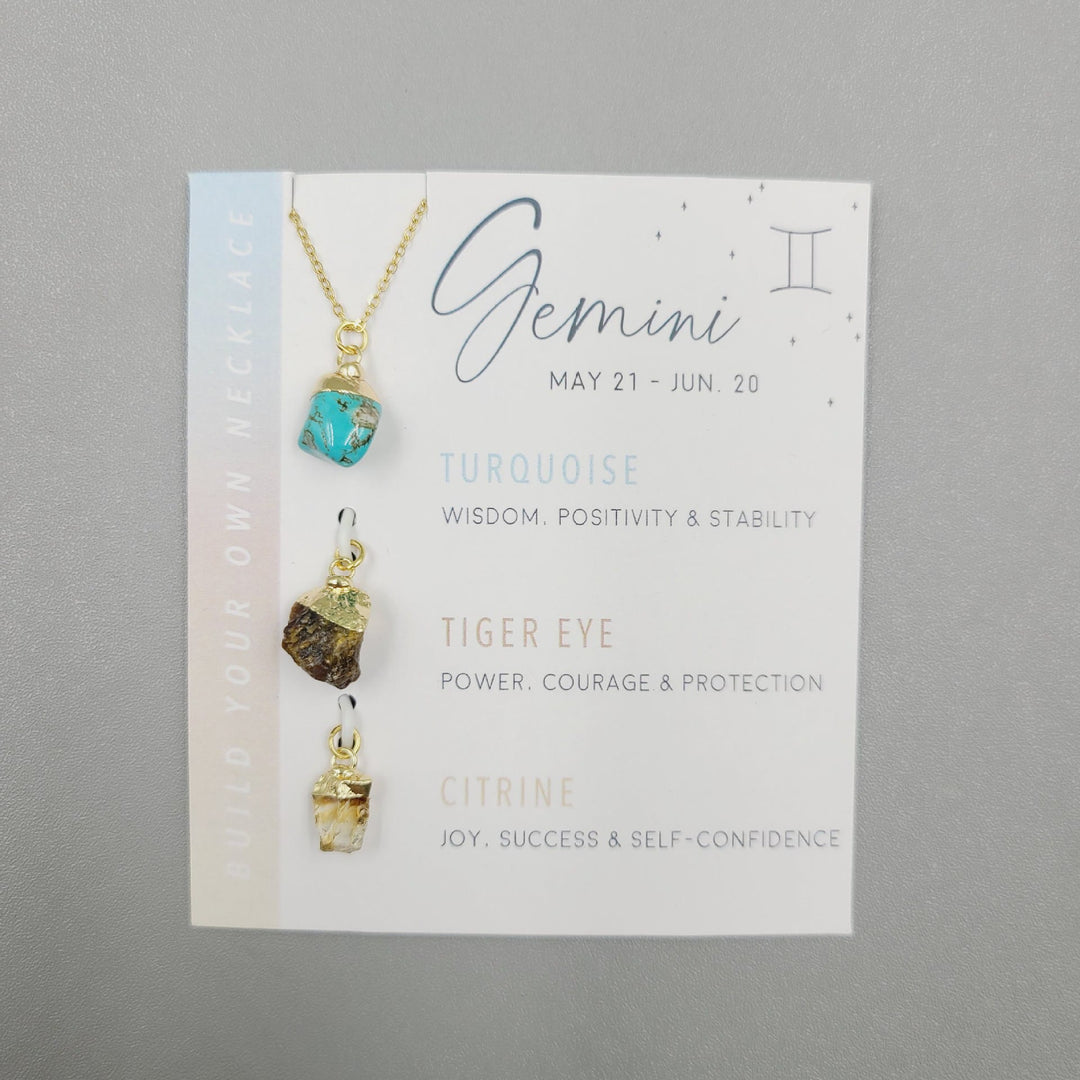 Collana con pendenti in cristallo grezzo dello zodiaco Olivenorma 