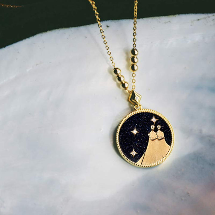 Collana Zodiaco in ascolto in arenaria blu 