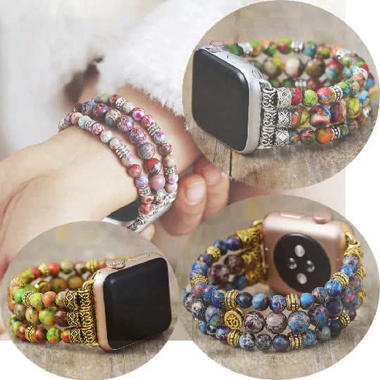 Olivenorma Braccialetto con cinturini per orologi in pietra dell'imperatore colorata 