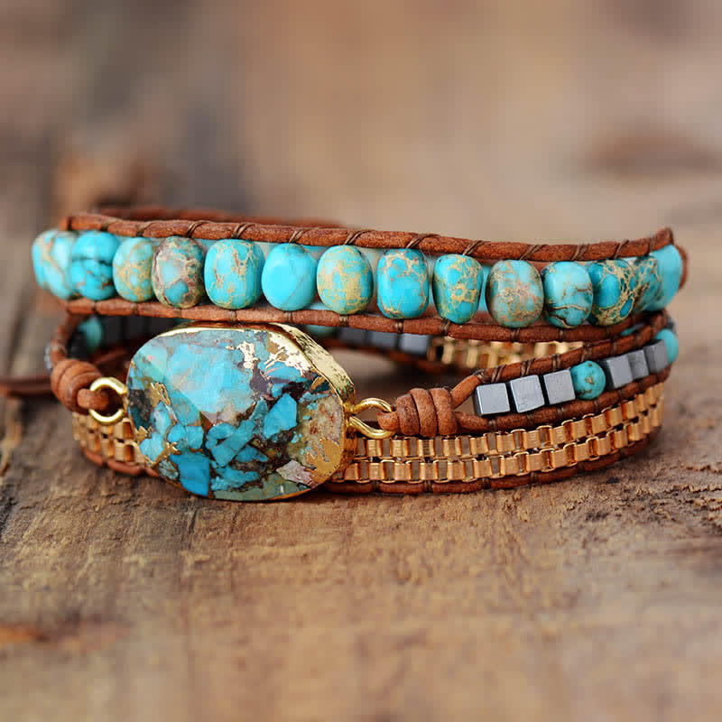 Bracciale intrecciato a tre strati Olivenorma Turchese