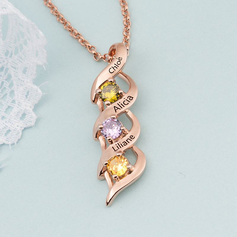 Collana personalizzata con incisioni e pietre portafortuna da 1 a 6