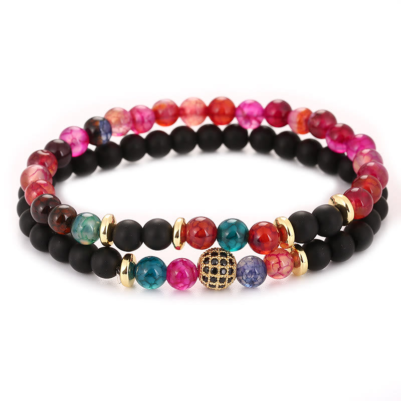 Bracciale da uomo con perline a due strati in cristallo naturale Olivenorma