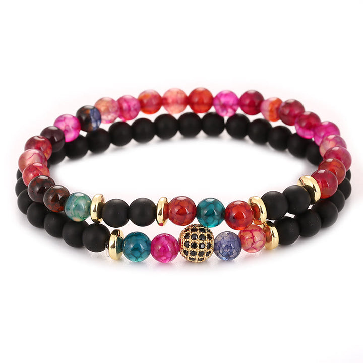 Bracciale da uomo con perline a due strati in cristallo naturale Olivenorma