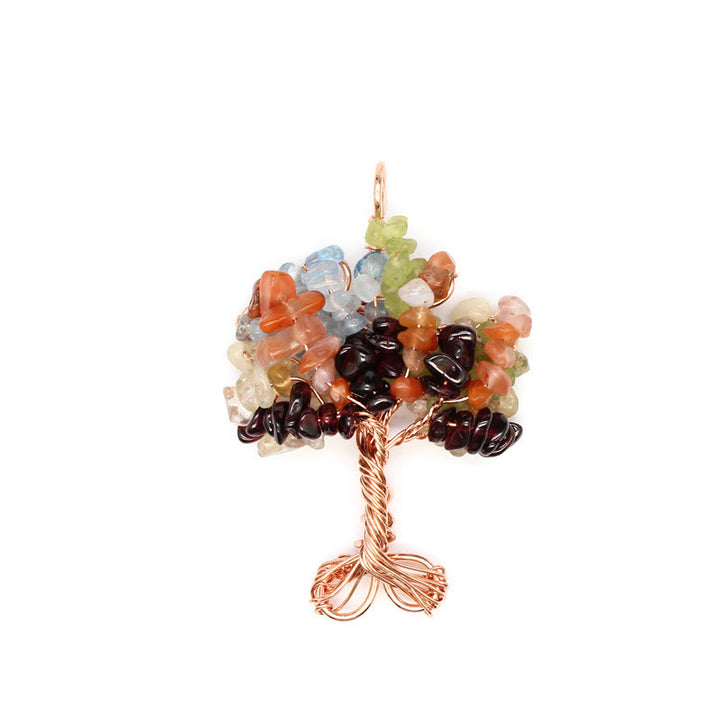 Olivenorma Cristallo Ghiaia Chakra Albero della vita Collana pendente 