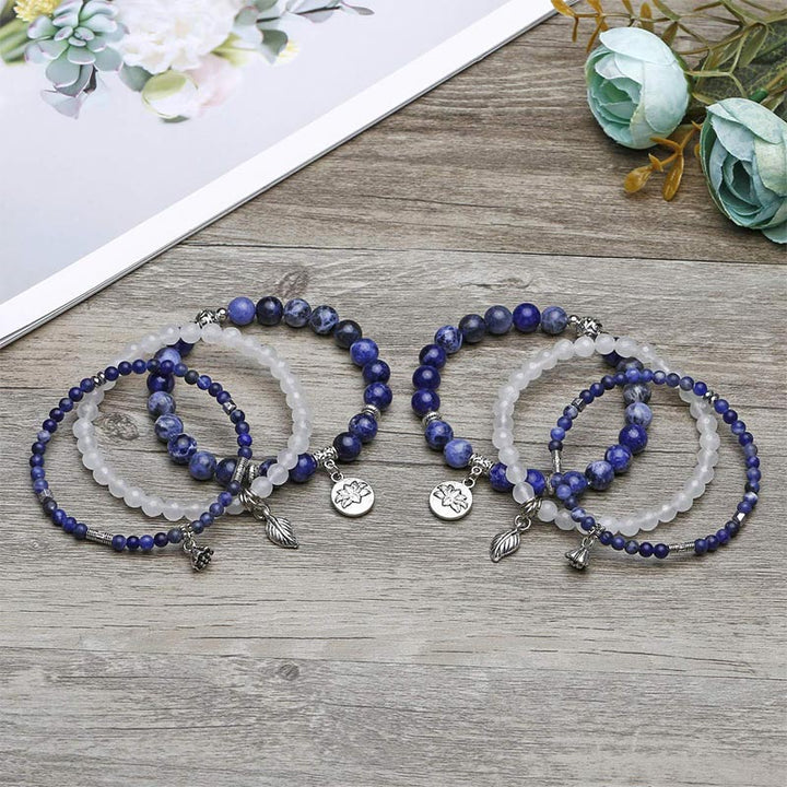 Olivenorma Sodalite Lotus Balance Bracciale 3 pezzi