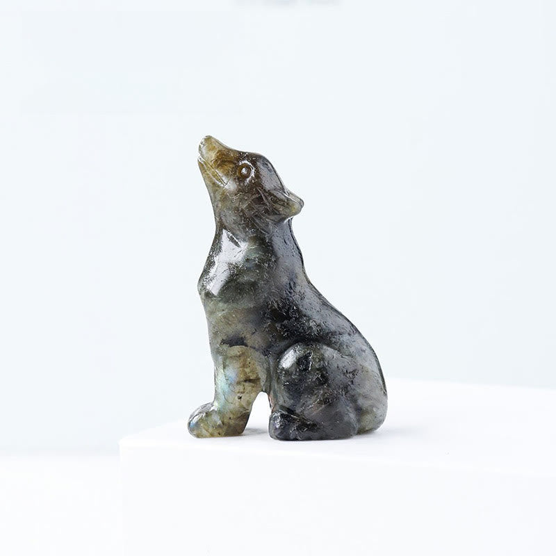 Decorazione in pietra preziosa di cristallo naturale Olivenorma Little Wolf Boy - Labradorite - image 9