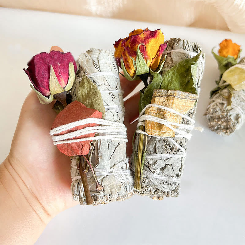 Olivenorma Cristallo Naturale Pianta Rosa Fiori secchi Salvia bianca